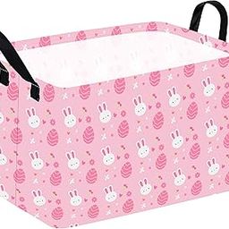 HUAYEE Rectangle Easter Basket Storage Bin Eggs Gift Basket Laundry Hamper Storage Basket Fabric Material Organization Basket Toy Box Nursery Hamper for Clothes Toys With Handles-image-77