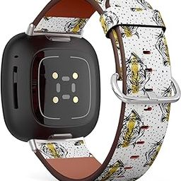 CJBROES Replacement Leather Watch Band, Compatible with Fitbit Versa 3 and Fitbit Sense of Wristband Bracelet Accessory - Creative Tiger-image-78