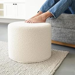 FurnBite Small Ottoman Stool and Foot Rest - Elevate Your Living Room Decor with Lightweight Comfort and Charm - A Round Modern Foam Filled Foot Stool Perfect to Rest Your Feet - White-image-10