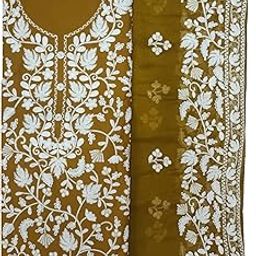 Womens Cotton Kashmiri Embroided Salwar Suit Material (vch18215, Mustard, Unstiched)-image-98