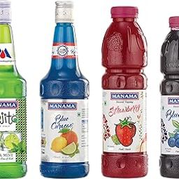 Manama Lime and Mint Mojito Syrup, Blue Curacao Syrup, Strawberry Crush (750ML) and Blueberry Crush (750ML Each), Pack of 4-picture-28