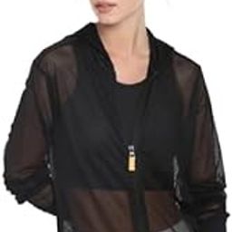 Stylish Black Sheer Mesh Jacket for Women – Trendy, Lightweight, and Breathable Full Sleeve Zip-Up Hoodie – Perfect for Casual, Gym, and Outdoor Wear-36