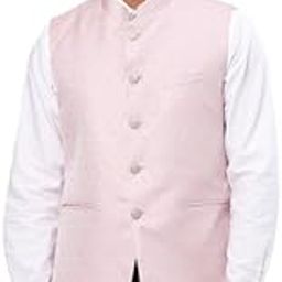 Men's Contemporary Fit Jacquard Pattern Polyester Blend Sleeveless Ceremonial Waist Coat-image-73