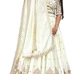 Pihu Fashionn Women's Art Silk Semi-Stitched New Lehenga Choli with Dupatta | Designer Lehenga Choli | Traditional Lehenga for Women | Stylish Lehenga for womens (Jully white)-image-20