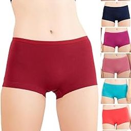 for Her Women's Boy Shorts Panty | High Coverage 100% Cotton Panty Set for Women |Mid Waist Boyleg Panty |Color May Vary | Pack of 8-image-26