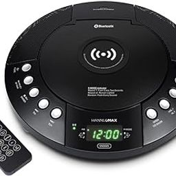 HANNLOMAX HX-329CD CD Player with Wireless Charging, FM Radio, Bluetooth, Digital Clock with Dual Alarm, Green LED Display, USB Port for Charging/MP3 Playback, Aux-in, Remote Control.-picture-5