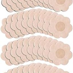 SEFLICA® 40 Pcs Nipple Covers Disposable Nipple Breast Covers for Women Breast Pasties Nipple Cover Sticker Flower and Round Pasties (20 Pairs)-image-84