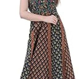 Women's Cotton Rajasthani Jaipuri Traditional Floral Printed Long Midi Maxi One Piece Dress-image-16