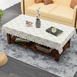 Kuber Industries 40x60 Inch Jute Center Table Cover Cloth | 4 Seater Centre Coffee and Teapoy Cover for Living Room | Gulab Cutwork - Cream & Grey-image-85