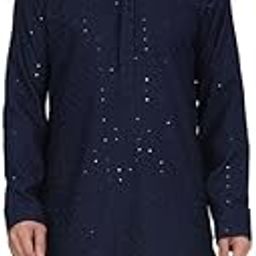 kraft india Men's Cotton Embroidered Chikankari Sequined Kurta Only-picture-3
