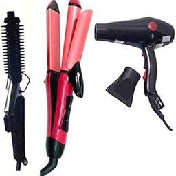 Nirvani 2800 Professional Hair Dryer 2 Speed and 2 Heat Setting Dryer 471B Hair Curler for Women and PN-2009 Ceramic Plate Hair Straightener (Multicolor)_AB-image-3