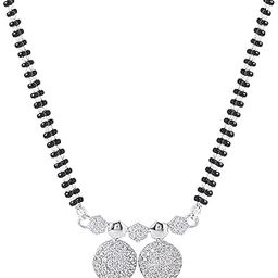 Mangalsutra for Women Silver Plated AD/American Diamond Crystal Studded Traditional Designed Mangalsutra for Women and Girls-image-63