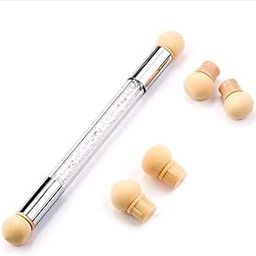 RED SQUARE Nail Gradient Sponge Pen Nail Art Tool Dual Head Brush Picking Dotting Pen with 4 Replacement Heads Acrylic Manicure DIY Tools-0