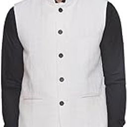 Rayon Sequence Nehru Jacket for Men (White)-picture-1