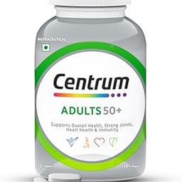 Centrum Adult 50+, World's No.1 Multivitamin with Calcium, Vitamin D3 & 21 other Nutrients for Overall Health, Strong Joints & Heart Health (Veg) 50 Tablets-30