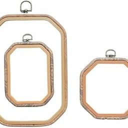 Kavya Craft Present Embroidery Hoops Cross Stitch Hoop Imitated Wood Embroidery Circle Set Display Frame - Pack of 3 Octagon-picture-12