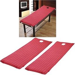 UJEAVETTE 2 Pieces Beauty Salon Massage Bed Mattress Sheet with Face Hole Wine Red-image-62