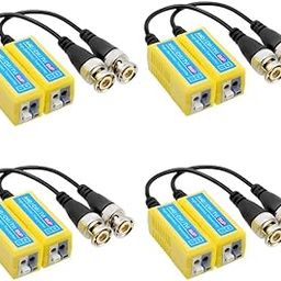 COOLCOLD Video Balun | 8MP (Pack of 4), 4K Passive HD BNC Video Balun Transceiver Transmitter Via Rj45 Cable AHD/TVI/CVI/CVBS for Full HD CCTV DVR Security Surveillance Camera System (Yellow, 4 Pair)-image-5