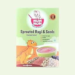 NUM NUM Organic Sprouted Ragi and Seeds – No Salt, No Sugar Finger Millet Cereals | Healthy Tasty Vegan Baby food cereal | No Milk Powder | 200g pack-image-5