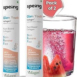 Speing Glam Youth Skin Radiance Tablets I Plant Based Collagen I Effervescent Tablets with Hyaluronic Acid, Vitamin C I Skin Renew for Women & Men I Watermelon Flavor, 15 Tablets each (Pack of 2)-image-52