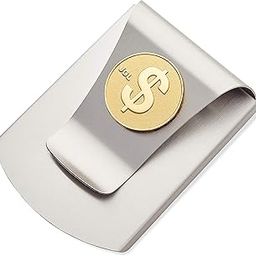 Smart Money Clip, Double-Sided Card Holder Money Clip Wallet, Slim Minimalist Pocket Wallet for Men, Students, Graduates, Gift - Titanium Finish + Gold $ Medal, Titanium, 2.9 inches long x 2.25-17