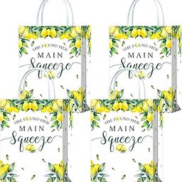 16 Pieces She Found Her Main Squeeze Bridal Shower Party Favors Bags,Lemon Citrus Goody Gift Snacks Treat Candy Party Favors Bags with Handles for Lemon Theme Bridal Shower Party Decorations-image-20