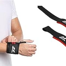 Nivia 11041 Cotton Thumb Wrist Support (Black) & 11043 Neoprene Padded Weight Lifting Gym Bar Straps, Free Size (Black)-image-77