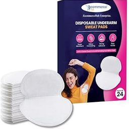 EcommerceHub™ Disposable Underarm Sweat Pad, Armpit Sweat Pads for Women and Men [24 PCS],Disposable Underarm Pads for Sweating Women,Comfortable,Non Visible,White Color.-24