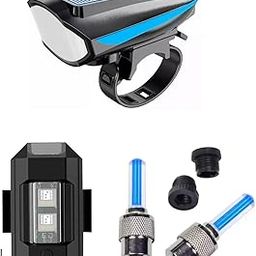 ABC AMOL BICYCLE COMPONENTS Rechargeable Cycle Solar Front, Helmet & Valve Light and with Horn Waterproof Cycle Light (Multicolor) (Blue)-image-6