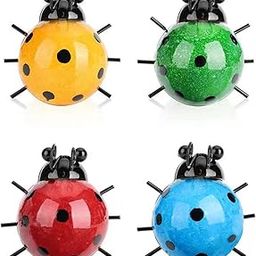 HASTHIP® Metal Garden Wall Art Sculpture - Colorful Cute Ladybugs Wall Sculptures - Wall Hangings for Home Decoration - Self-Adhesive Garden Wall Art Decor - Outdoor Garden Decoration Items (4 Pcs)-image-40
