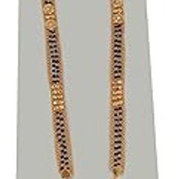 28 Inch Stylish Gold Plated Black Beads Mangal Sutra Tanmaniya for Women-image-44