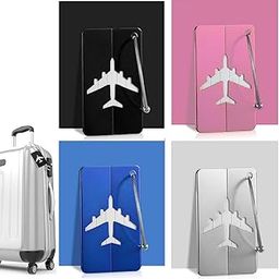 EBIZ HIVE Luggage Tags, Aluminium Alloy Suitcase Tag, 4 Colors Travel Labels Set with Steel Loop and ID Luggage Tags for Suitcases (Black)-45