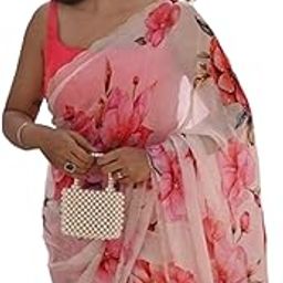 Saree For Womens And Girls Teby Silk Fabric With Beautiful floral print with katdana and Diamond handwork-image-21