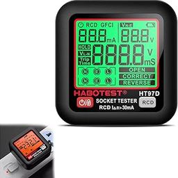 WISKA Socket Tester with RCD Test, 30-260V/45-65Hz, 6 Types of Fault Diagnosis, 2 Prong AC Voltage Detector for Work, Electrical Socket Checker with LCD Display-image-18