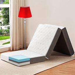 BedLuxury 4 Inch Tri Folding Mattress Twin Size with Storage Bag, Foldable Memory Foam Topper Portable Floor Guest Bed with Removable Cover, Breathable Washable-image-75