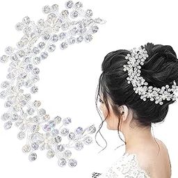 Hair Accessories For Women Artificial Flower & Pearl Style Juda Bun Accessories - Floral Bridal Brooch & Hair Pins - Hairstyle Decoration Bride Clips, Pearl & Crystal - Tiara, Hair Pin, Juda Pin For Women & Girls - Silver-image-56