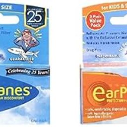 EarPlanes,Travel earplugs,Earplugs Airplane Travel Ear Protection,Prevent in flight ear discomfort,pressure preventing earplug for both Kids and adults (Combo Pack, Adult 1 Pair + Kids 3 Pair)-50