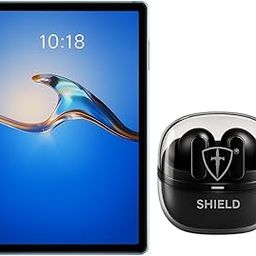 TIITAN Shield Tab 10.1" Gaming Tablet (6GB RAM, 64GB ROM, 4G+Wi-Fi, White) + ShieldBuds09 TWS Earbuds (15H Playtime, Game Mode, Bluetooth 5.4, Dual Mic, White) | Combo Pack-20