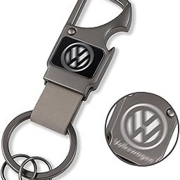 GH GENERIC HUB® Premium Gunmetal Keychain Compatible With V-WW Polo Virtus Taigun Tiguan Vento | Dual Laser Logo Mirror Zinc Finish | Carabiner Hook, Leather Strap, Bottle Opener Keyring-image-50