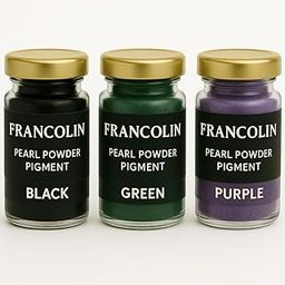 Francolin | Black, Green & Purple | Mica/Pearl Powder Pigment | Non Toxic | Vibrant Metallic Glowing | for Soap, Epoxy Resin, Painting, Nail Art & Craft, Cosmetic, Slime | 20g*3-image-42