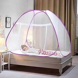 Kuber Industries Mosquito Net for Single Bed|Easily Foldable Machardani|Nylon Strong Net|King Queen Size & Corrosion Resistant|6.5x4 Feet|(Pink)-image-97
