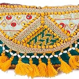 Shristi bag collection Handmade Cotton Ethnic Rajasthani Embroidered Bags for Women Sling Clutch with Handle Purses for Ladies Gir (Design6)-image-98
