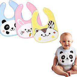 AEREX Waterproof Baby Bibs For 6 to 12 months | Soft Cotton Bib For Newborn Babies, Infants & Toddlers | Baby Apron | Panda Feeding Bibs | Waterproof Spill Resistant Bibs (Multicolor, Pack of 3)-29