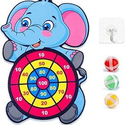 Dart Game for Kids, Elephant Design Sticky Ball Target Board with 3 Balls, Indoor Outdoor Activity for Boys Girls Age 3-12, Fun Party Game for Hand Eye Coordination Training, Polyester Material-image-39