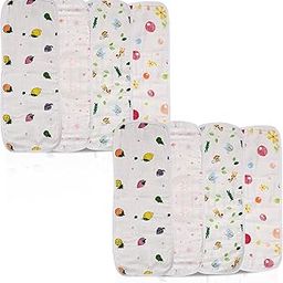 Heart Home Pack of 8 Soft & Washable Muslin Cotton Burp Cloth for New Born Baby | Reusable Napkins & Burp Hanky for Kids | 46x17cm | Printed - White-picture-29