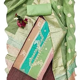 kimisha Women's Pista Jacqurd Handwork Unstitched Dress Material-picture-39