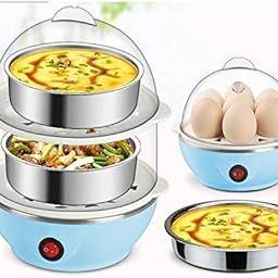 Plastic Multi-Function Electric 2 Layer Egg Boiler Cooker&Steamer Egg Cooker&Poacher 14 Egg Cooker,Egg Poacher,Egg Boiler Electric Automatic Off Egg Steamer,[Multi Color-Pack Of 1],14 ounce-12