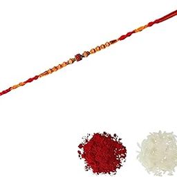 Designer Beads Rakhi for Brother with Roli Chawal Rakshabandhan for Bhaiya Men-image-6