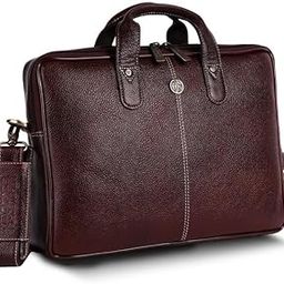 HAMMONDS FLYCATCHER Genuine Leather Office Bag for Men - Laptop Bag for Men - Padded Laptop Compartment, Fits 14 Inch Laptop - Adjustable Strap, 1 Year Warranty - Office, Travel, Daily Use - Brown-4