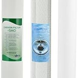 Filmax® Water Filter Cartridge Set – CTO, GAC, PP Spun Carbon Filters (3-Piece) for Sink & Commercial RO Water Purifiers | Replacement Filter for Safe Drinking Water - White & Black - 20 Inch-3